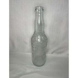 Vintage Barqs Root Beer Glass Bottle 12oz Diamond Pattern Embossed Clear 1974